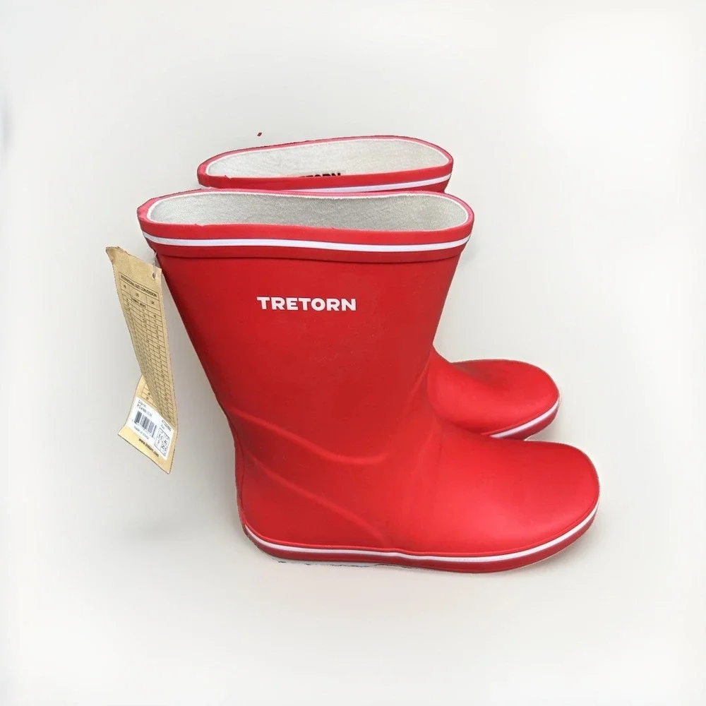 NWT Tretorn Storm Red Rubber Rain Boots Womens Sz 9 Waterproof Pull On 47320950